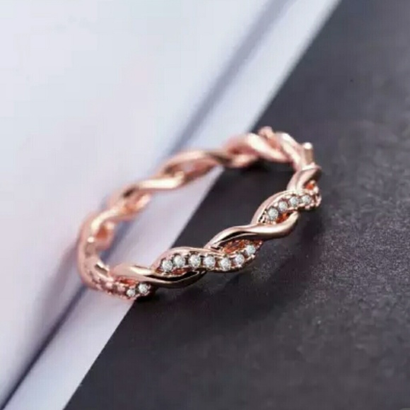 Rose Gold Over Silver Swisted Ring - Picture 4 of 8